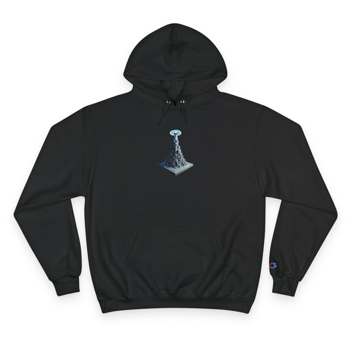 Artistic Champion Hoodie with Unique Graphic Design
